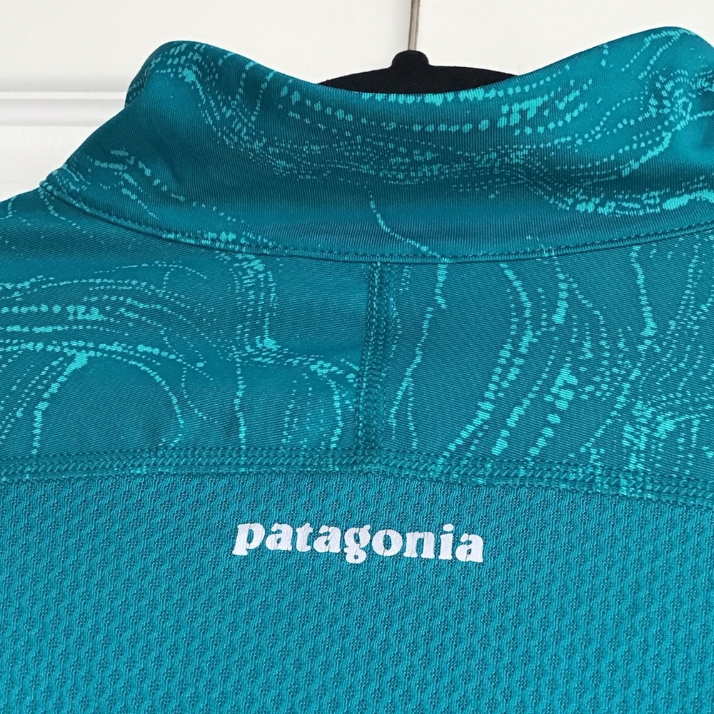 Patagonia Teal Patterned Half-Zip Pullover - image 8